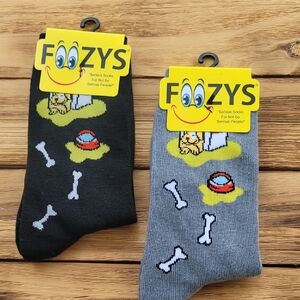 NWT Women's Foozys Dog and Bone Socks - Black and Gray 2 Pair Set